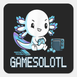 Sticker Carré Jeux vidéo Gamesolotl Axolotl Gamer Poisson