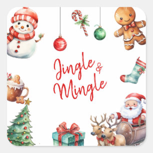 Sticker Carré Jingle et Mingle Noël