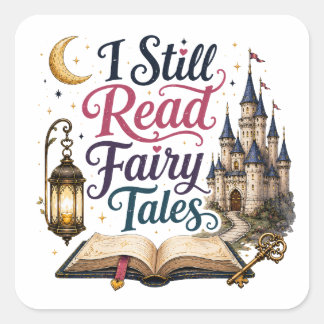 Sticker Carré J'Lis Encore Des Contes De Fées | Amateur De Livre