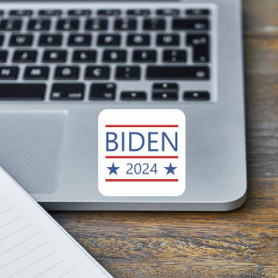 Sticker Carré Joe Biden 2024 avec Patriotic Red Lines