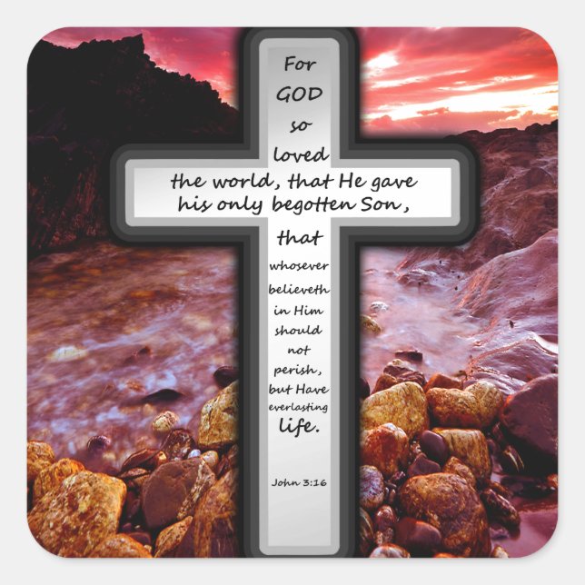 Sticker Carré John 3:16 Cadeaux (Devant)