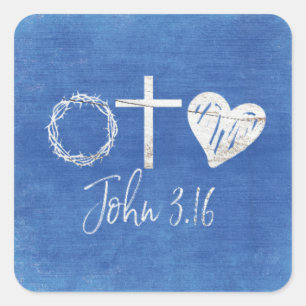 Sticker Carré John 3.16 Symboles chrétiens