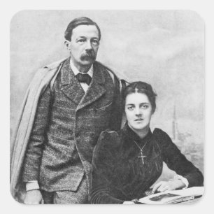 Sticker Carré John Addington Symonds et sa fille, 1891