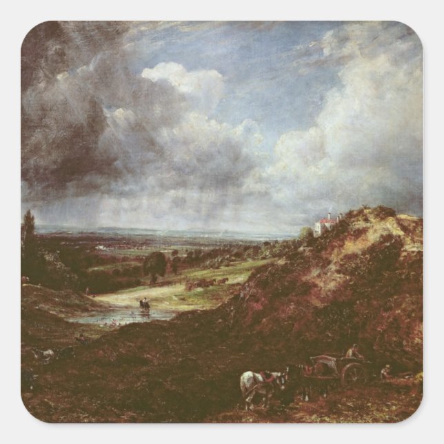 Sticker Carré John Constable | Branche Hill Pond, Hampstead Heat (Devant)