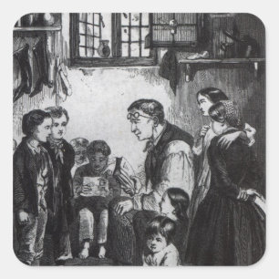 Sticker Carré John Pounds enseignant aux enfants à sa maison