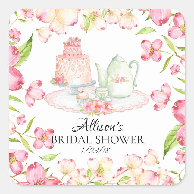 Sticker Carré Joint nuptiale floral rose *Dainty d'enveloppe de (Devant)