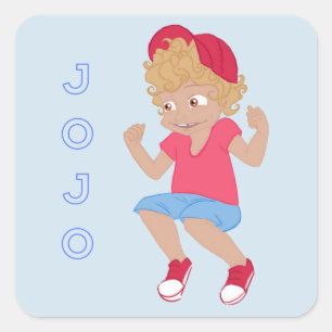 Sticker Carré JoJo - lt Blue Bkgrd