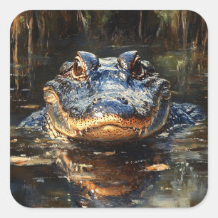 Sticker Carré Joli Alligator en Floride Everglades Peinture