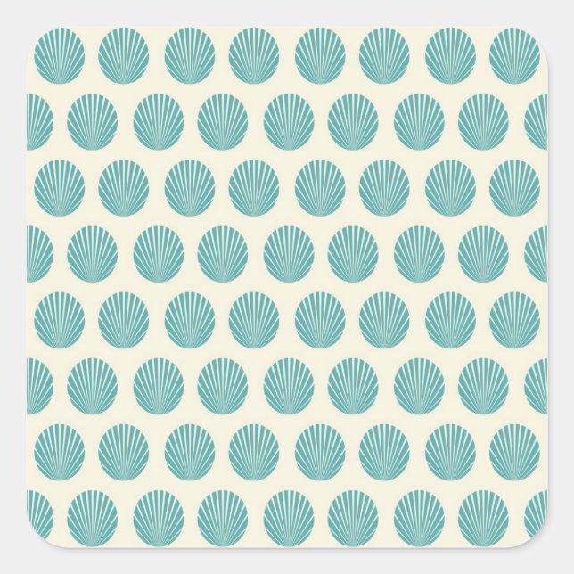 Sticker Carré Joli Aqua Turquoise Blue Shell Beach Motif Cadeaux (Devant)