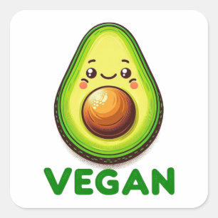Sticker Carré Joli Avocat Végétalien Heureux Mode de Vie
