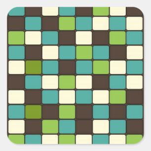 Sticker Carré Joli bleu vert Brown crème Mosaïque Carrelage Moti