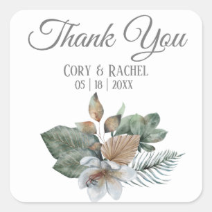 Sticker Carré Joli Boho Bouquet Mariage Merci