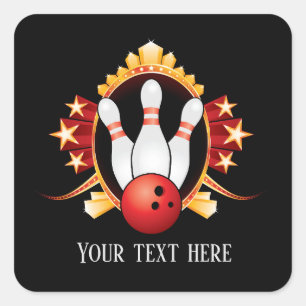 Sticker Carré joli bowling sports ajouter du texte