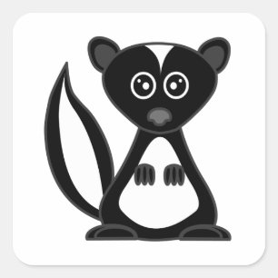 Sticker Carré Joli Carré de Skunk Cartoon
