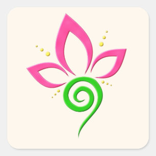 Sticker Carré Joli design floral Icon