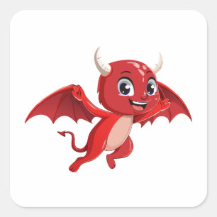 Sticker Carré Joli diable volant de dessin animé