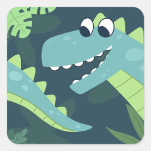 Sticker Carré Joli dinosaure de dessin animé pour enfants