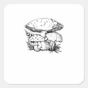 Sticker Carré Joli esthétique Cottagecore Champignon Fungi Gobli
