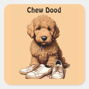 Sticker Carré Joli Goldendoodle Chien Chien Chien Avec Chaussure