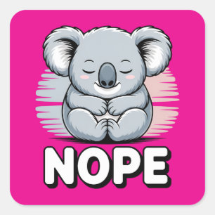 Sticker Carré Joli koala endormi “Non” Dessin animé drôle