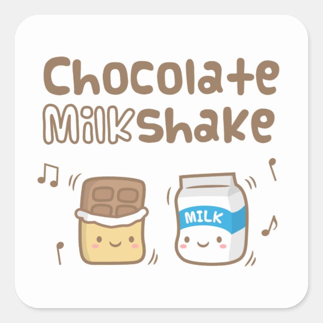 Sticker Carré Joli Lait Chocolat Doodé Pour Elle (Devant)