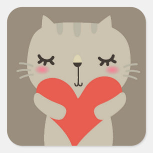 Sticker Carré Joli lapin avec amour