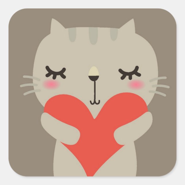 Sticker Carré Joli lapin avec amour (Devant)