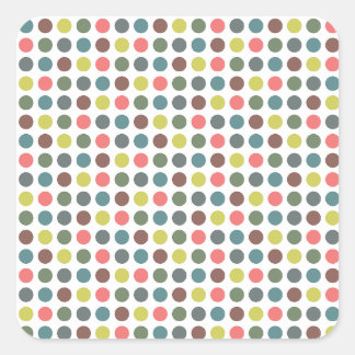 Sticker Carré Joli les années 70 coloré avec motif pois