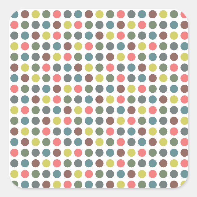 Sticker Carré Joli les années 70 coloré avec motif pois (Devant)