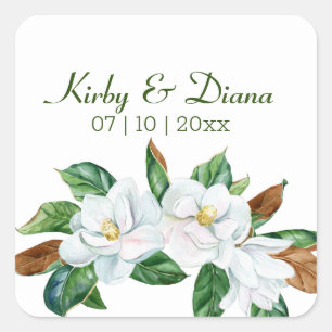 Sticker Carré Joli Magnolia Bouquet Mariage