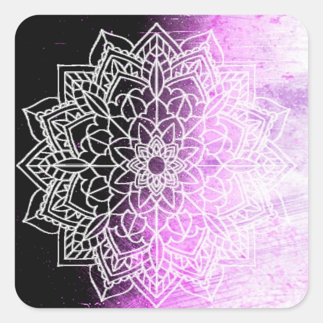 Sticker Carré Joli Mandala violet Abstrait (Devant)