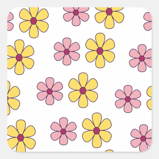 Sticker Carré Joli motif de grandes fleurs (Devant)