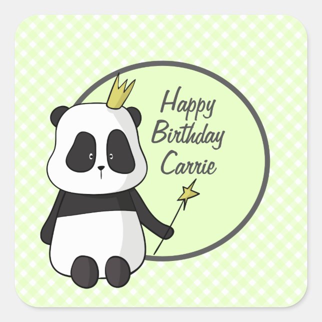 Sticker Carré Joli Panda d'anniversaire (Devant)