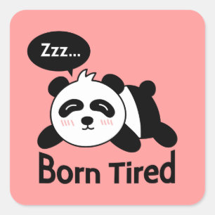 Sticker Carré Joli panda endormi, né fatigué