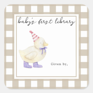 Sticker Carré Joli petit canard - Première bibliothèque de bébé