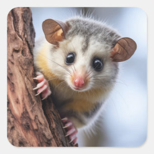 Sticker Carré Joli Possum Animal Nature Faune