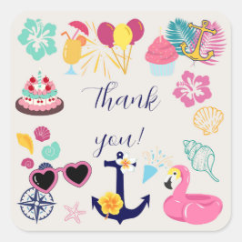 Sticker Carré Joli remerciement d'anniversaire nautique