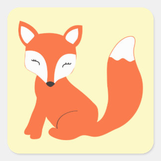 Sticker Carré Joli renard de bébé en bois