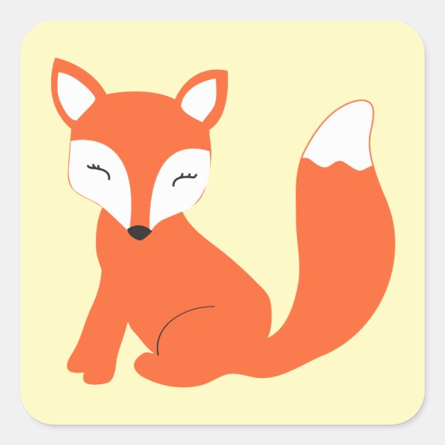 Sticker Carré Joli renard de bébé en bois (Devant)