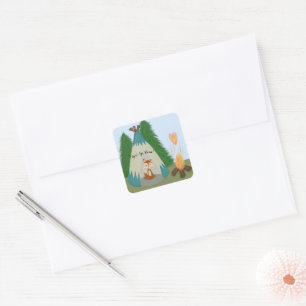 Sticker Carré Joli renard solitaire