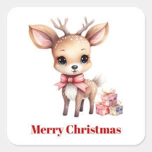 Sticker Carré Joli renne de Noël