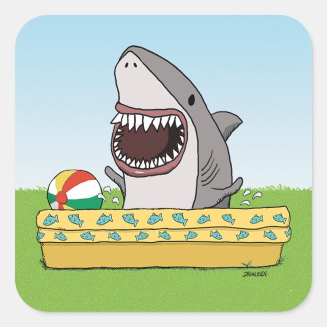 Sticker Carré Joli requin dans la piscine (Devant)