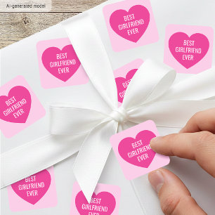 Sticker Carré Joli Texte Personnalisé Meilleure Petite Amie Au M