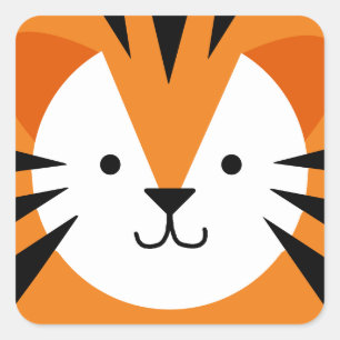 Sticker Carré Joli Tiger Face Anniversaire de l'enfant