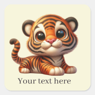 Sticker Carré Joli tigre bébé ajouter du texte