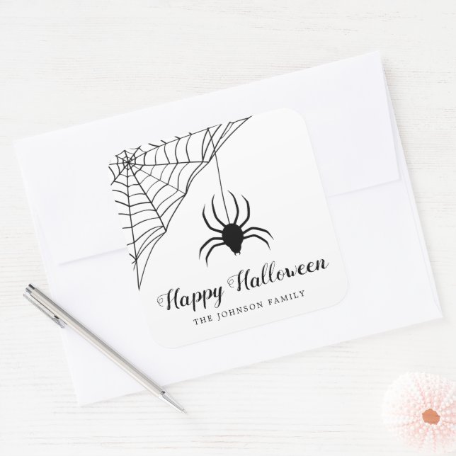 Sticker Carré Jolie araignée noire Halloween (Enveloppe)