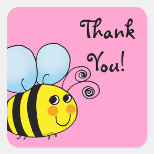 Sticker Carré Jolie bande dessinée bumble bee merci