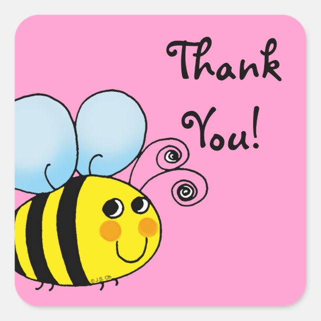 Sticker Carré Jolie bande dessinée bumble bee merci (Devant)