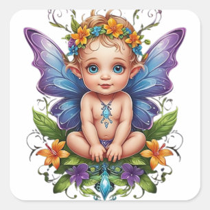 Sticker Carré Jolie Bébé Fée