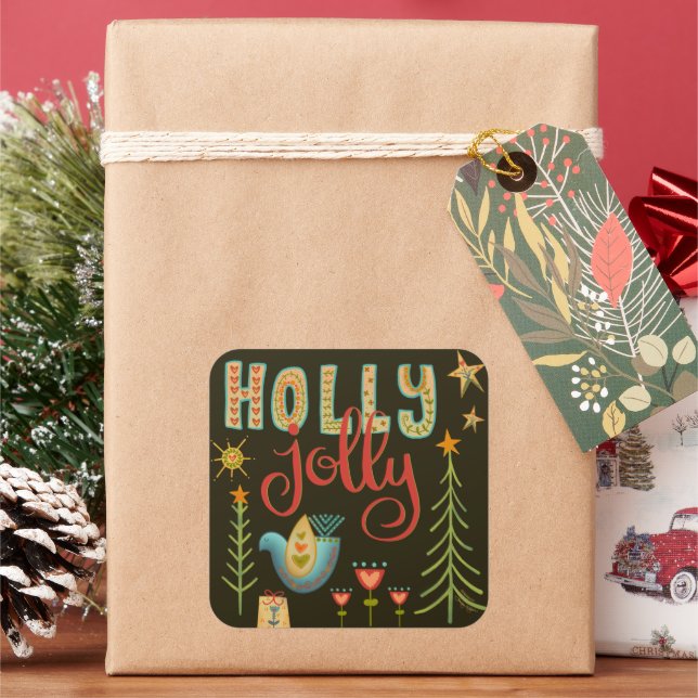 Sticker Carré Jolie colombe Holly Jolly Folk Noël Inspirivée (vacances)